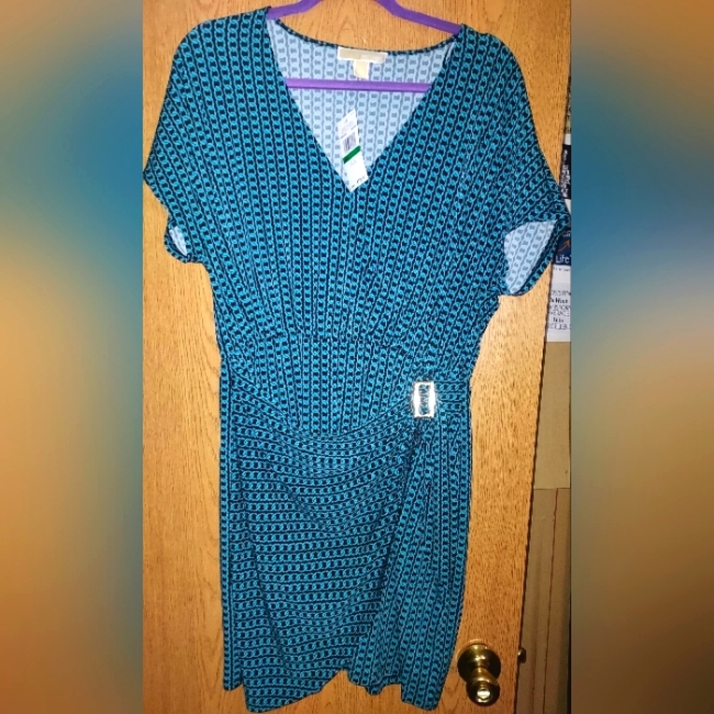 Designer MK Faux Wrap Colorful Dress